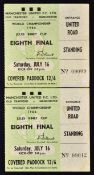 1966 World Cup match tickets for Portugal v Bulgaria at Manchester United 16 July 1966, standing