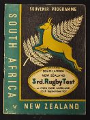 Rare 1937 New Zealand v South Africa Springboks rugby tour programme - 3rd Test played at Eden