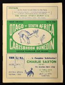 1956 South Africa Rugby tour to New Zealand programme - v Otago played at Carisbrook on 7th July -
