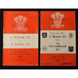 2x 1950's Wales XV rugby programmes to include v Lions XV '55 some hand written team changes