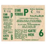 1962 British Lions v South Africa rugby match ticket - from the 1st test match played at Ellis