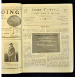 1923 Rugby Football First Weekly Magazine - comprising two bound volumes commencing Vol. 1 No. 1
