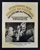 Testimonial Dinner Menu 1974 for Sir Alf Ramsey dated 30 July Souvenir Brochure hand signed by the