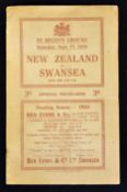 Rare 1924 Swansea v New Zealand All Blacks Invincibles Rugby programme - played at St Helens Swansea