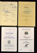 Collection of New Zealand All Blacks rugby tour dinner menus including two signed, from 1954 onwards