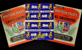 3x 1959 British Lions tour to New Zealand rugby programmes - to incl v Otago (4/7/59) played at