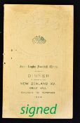 Rare 1924 Ireland v New Zealand Invincibles rugby signed dinner menu - held after the match at Mills