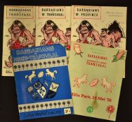 Rare collection of 1958 Barbarian (UK) rugby tour to South Africa programmes - to incl v Transvaal