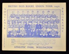 1950 British Lions v New Zealand Maori rugby programme - played on the 2nd August at Athletic Park