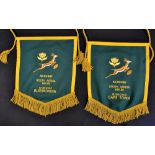 2x 2002 South Africa v Wales rugby players match pennants - fully embroidered with test match
