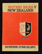 1971 British Lions v New Zealand rugby programme - 1st test match played in Dunedin on 26th June and