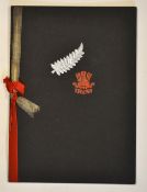 1935 Wales v New Zealand rugby dinner menu - held on 21st December in Cardiff - decorative