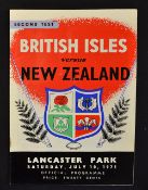 1971 British Lions v New Zealand rugby programme - 2nd test match played at Lancaster Park on 10th
