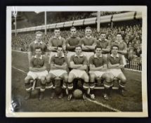 1955 Photograph of Manchester United team group dated 15 October 1955 at Villa Park. B & w