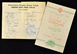 1957/58 Official Australian Rugby Union signed team sheet and programme from their British Isles
