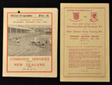 2x Scarce 1946 New Zealand Army Touring XV programmes to incl v Combined Services played at