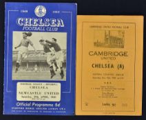 1951/1952 Cambridge United v Chelsea Eastern Counties League match programme at Abbey Stadium