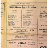 Scarce 1962 British Lions v Orange Free State rugby programme - official O.F.S with handwritten