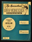 1959 Queensland v New South Wales Interstate Series rugby Programme - played on 23 May - hand