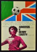 1972/73 European Cup Juventus v Derby County football programme Semi Final with slight fold marks