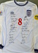 Paul Scholes 2000 England International Football Shirt match issue fully signed to the front by