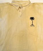 Rare 1964 Fiji rugby tour to Wales match worn shirt - No.15 white long sleeve shirt with embroidered