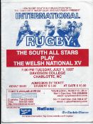 Rare 1997 USA South All Stars vs Wales XV signed rugby programme from the Welsh tour of North