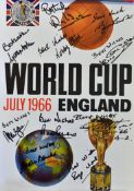 1966 England World Cup Multi-Signed Poster featuring Banks, Stiles, Hurst, Ball, Peters, J Charlton,