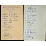 1950 British Lions Rugby Touring Team Autographs - very neatly presented and listed to incl Manager,