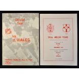 2x scarce 1986 Wales rugby tour programmes to the South Seas to incl Official Test v Fiji played