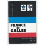 1961 France vs Wales rugby programme played in Paris on Saturday 25 March vary slight pocket fold