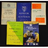 5x 1950/60/70's Australia UK rugby tour programmes to include v Cardiff '57, v Leinster '57, North