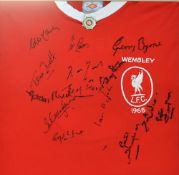 1965 FA Cup Final Gerry Byrne Match Worn Signed Liverpool Football Shirt signatures featuring Byrne,