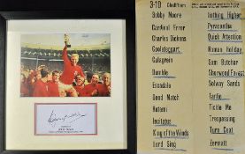 Bobby Moore Signed Display with 1966 World Cup Final Winning picture with signature below, framed