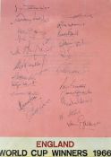 1966 England World Cup Winning Squad Signatures to include Bobby Moore, Geoff Hurst, Martin