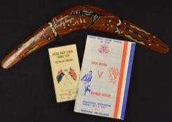 Rare 1962 Great Britain v Southern Division (N.S.W) rugby programme, official itinerary and
