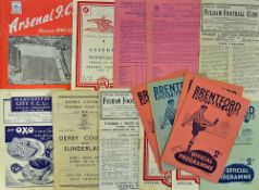 Selection of 1940s football programmes to include 1948/1949 Arsenal v Portsmouth (champions), Fulham