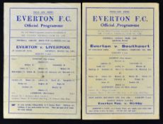 1944/45 Football League War Cup programmes Everton v Southport, Everton v Liverpool, both single