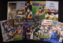 Collection of Italy International rugby programmes from 1988 onwards to include v URSS (Europe