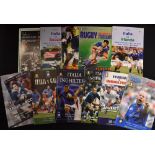 Collection of Italy International rugby programmes from 1988 onwards to include v URSS (Europe