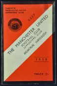 1958 Manchester United Supporters Club Memorial Handbook 62 pages, includes many b & w player