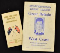 Rare 1962 Great Britain v West Coast (New Zealand) rugby league programme and itinerary - the