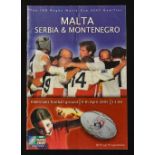 2005 Malta v Serbia & Montenegro Rugby World Cup qualifier programme - played at the Hibernians