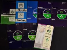 Collection of Scotland v Ireland rugby programmes from 1969 onwards to include a complete run of