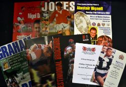 Collection of various rugby benefit brochures some signed to include Nigel Davies (Llanelli and