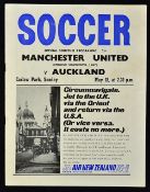 1967 Tour match football programme, Auckland (New Zealand) v Manchester United at Carlaw Park, North