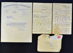 Letter from Chelsea Chairman Joe Meers dated 21 September 1951 and hand written/signed, the contents