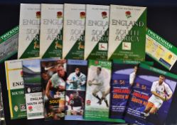Collection of England v South Africa rugby programmes from 1952 onwards to incl 3×52, '61, '69,