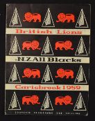 1959 British Lions v New Zealand All Blacks rugby programme - 1st test match played at Carisbrook