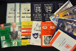 Collection of various big match rugby programmes and other club games to incl Barbarians v South